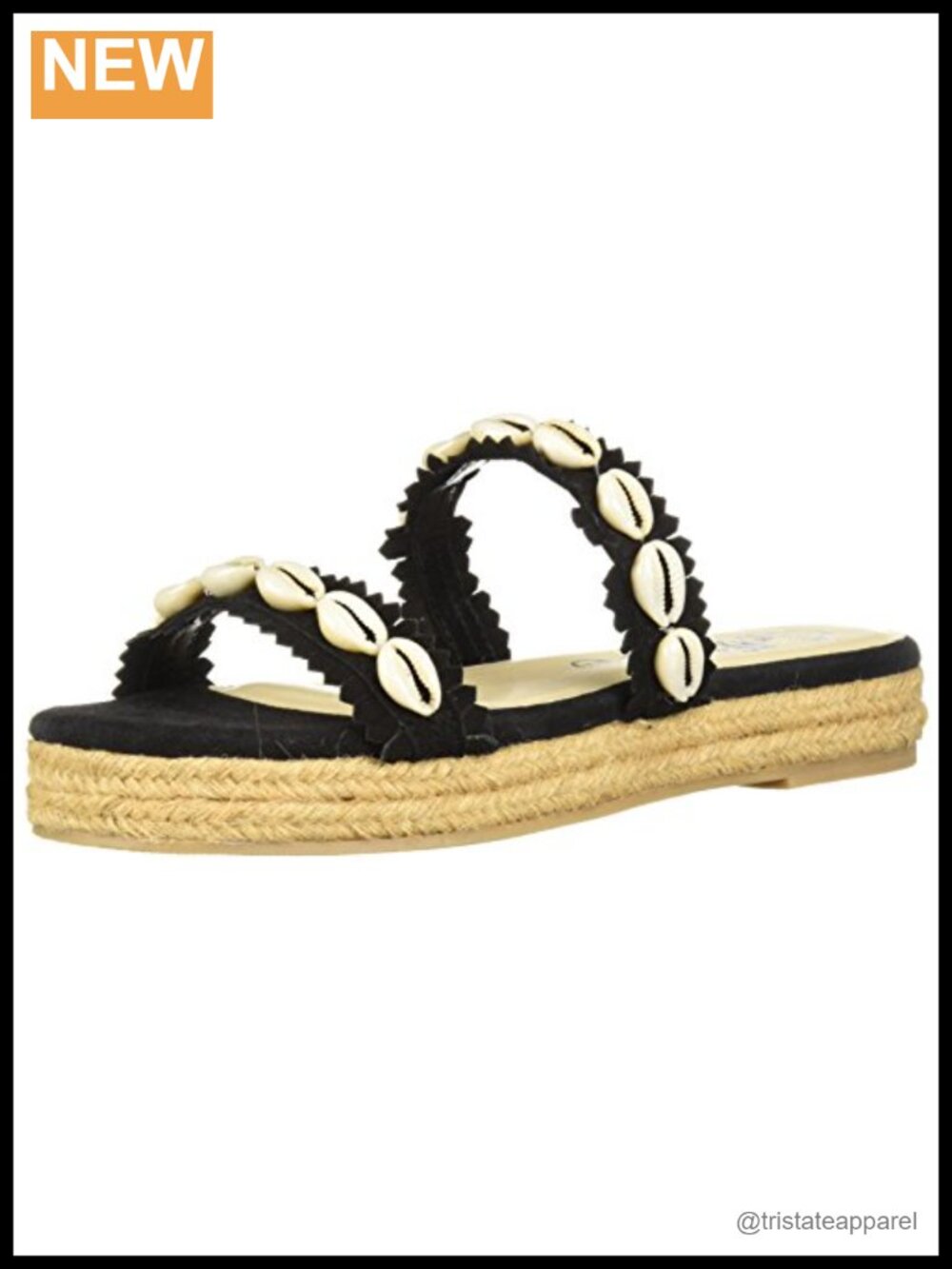 Platform Espadrille Sandals with Shell & Rhinestone Embellishments